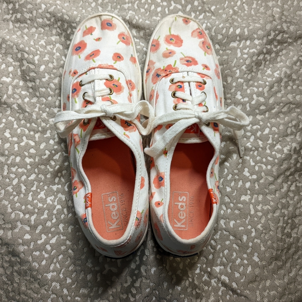 Keds Champion Ladies Poppy Print Canvas Tennis Shoes 8.5M